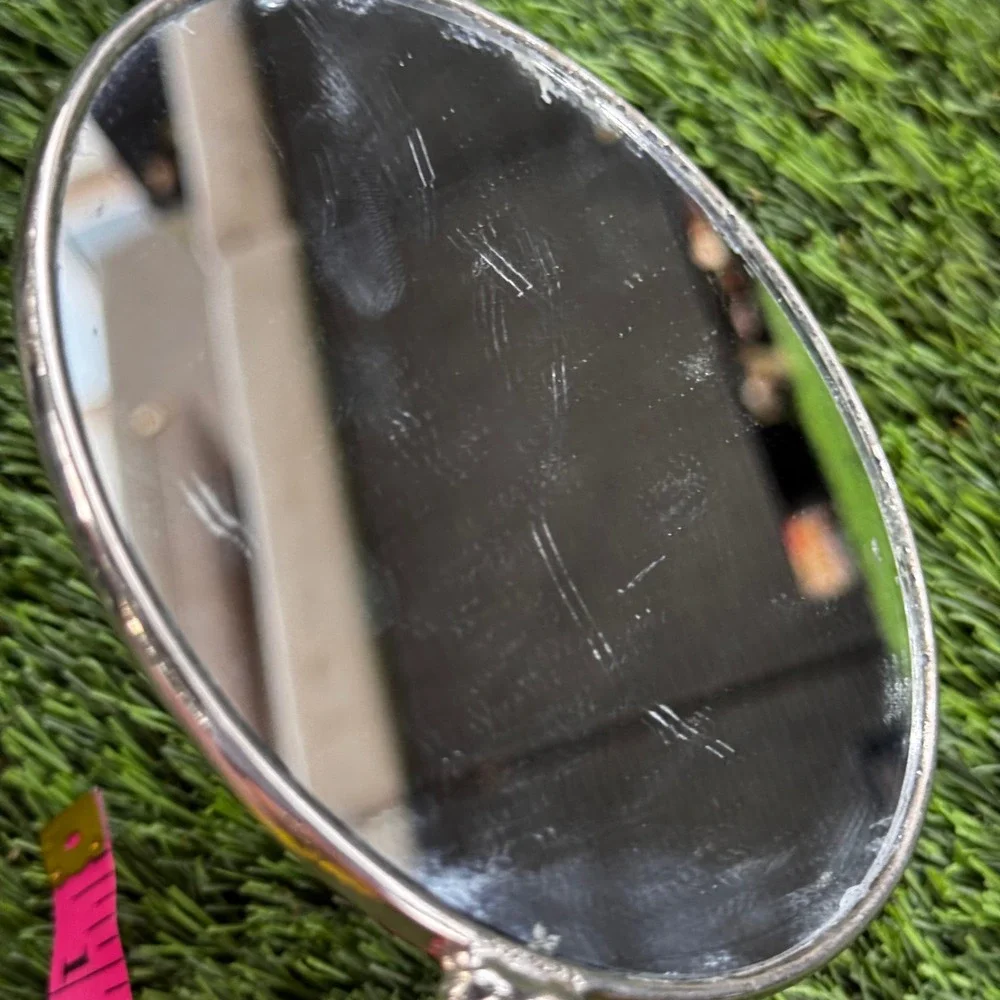 Godinger Silver Plated Hand Vanity Mirror‎ w/ Red Jewels Vintage Decor